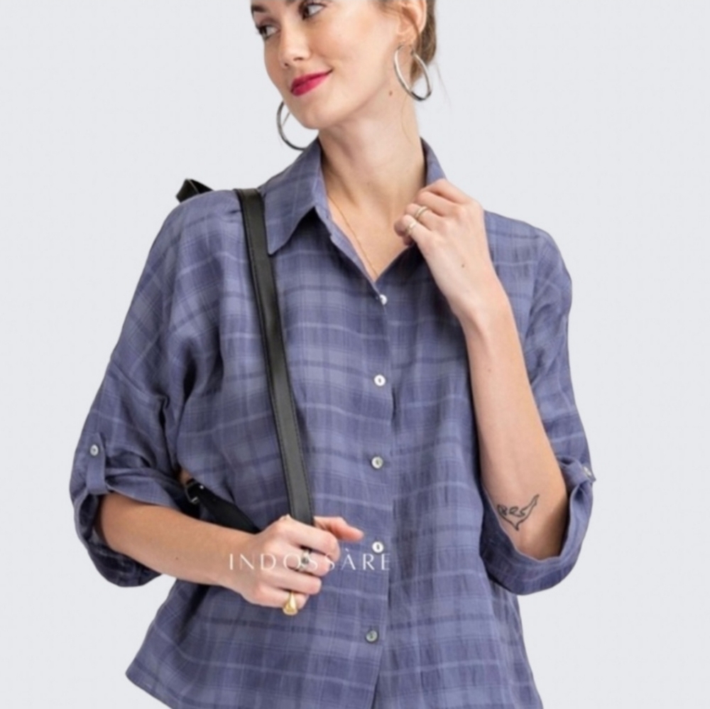 Boxy Plaid Button Down Shirt